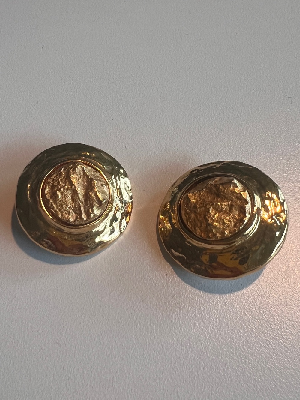 Ben-Amun Hammered Gold-Tone Round Clip Earrings